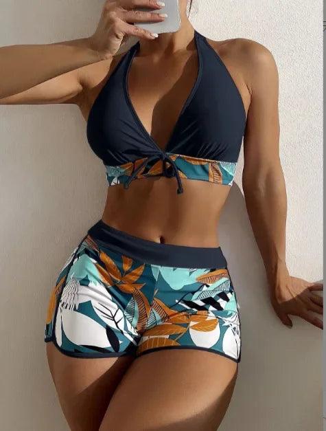 2023 New High Waist Swimsuit Women Sexy Push Up Bikini Set Leaves Print Swimwear Female Summer Bathing Girls Pool Suit Beachwear-THAT FASHION STORE