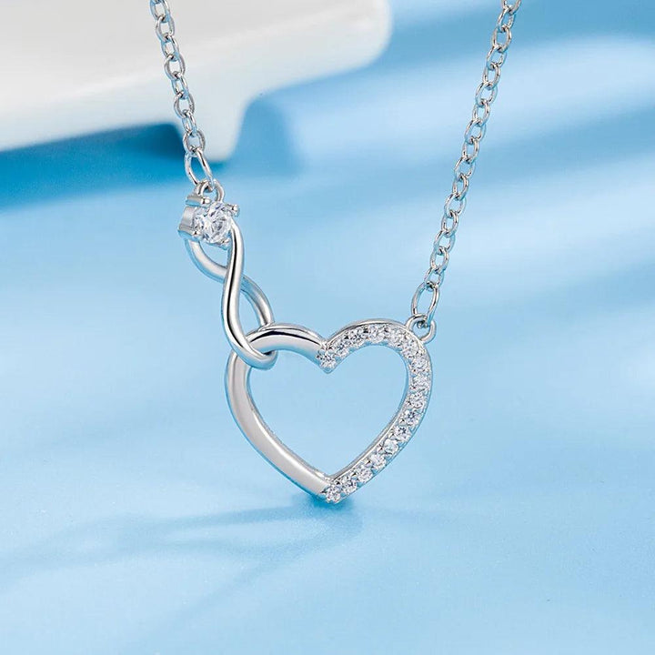 925 Sterling Silver Zircon Heart Interlocking Necklaces For Women Luxury Quality Jewelry Gift Female Free Shipping Items GaaBou-THAT FASHION STORE