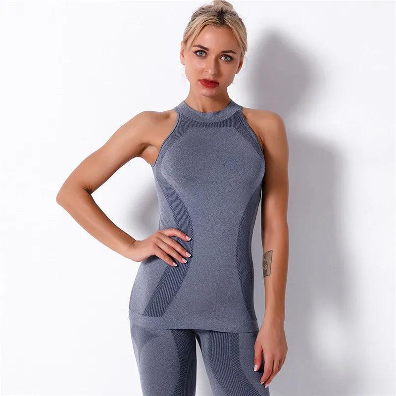 Sleeveless Workout Yoga Vest Sport Shirt Women Fitness Sport Solid Tops Gym Running Training Wear Seamless Cosy Sportswear-THAT FASHION STORE