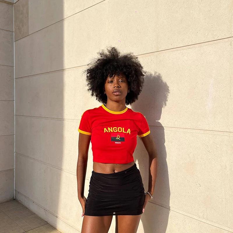 Hip-hop Harajuku Grunge angola National Flag Text Print T-shirt Streetwear Y2k Crop Tops Summer Cozy Sexy Women Camisole-THAT FASHION STORE