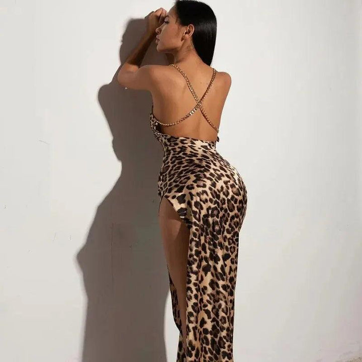 Hawthaw Women Sexy Party Club Evening Streetwear Bodycon Leopard Long Dress 2024 Summer Clothes Wholesale Items For Business-THAT FASHION STORE