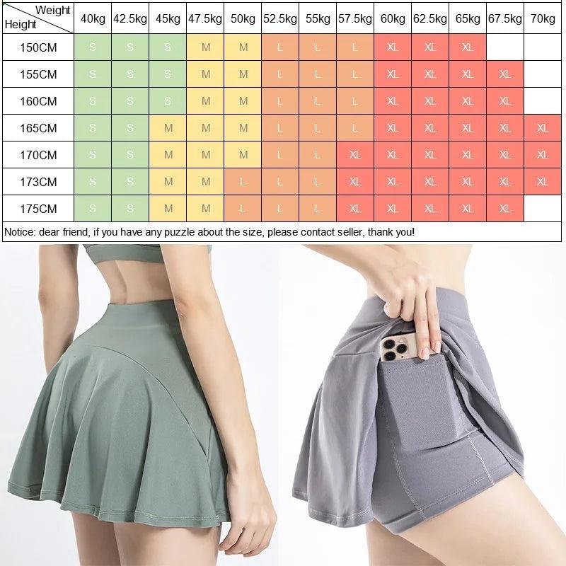 Cloud Hide Pocket Tennis Skirts Women Gym Golf Running Safe Yoga Pantskirt SEXY Sports Fitness Cycling Shorts High Waist Skort-THAT FASHION STORE