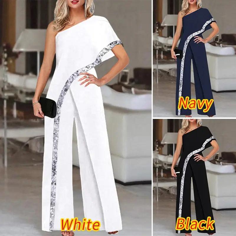 Ladies One Shoulder Playsuits Jumpsuits-THAT FASHION STORE