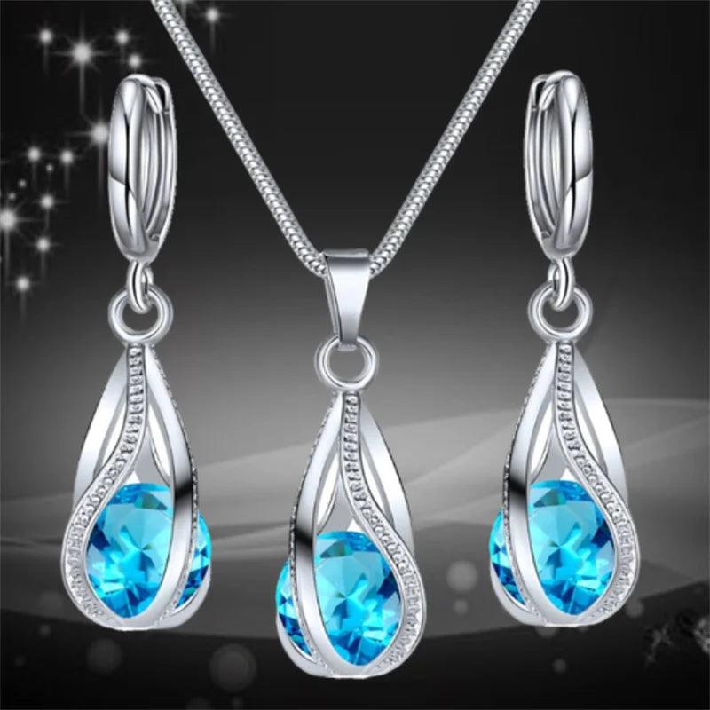 Chic Melody Pendant Necklace & Earrings Set - Glittering Zircon Crystal Jewelry for Women-THAT FASHION STORE