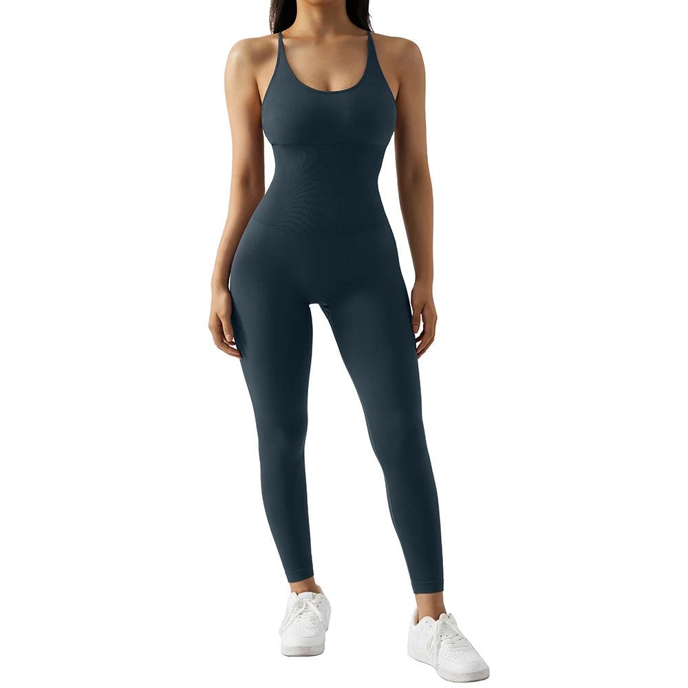 Bodycon Jumpsuit Women Full Seasons Casual Fitness Sporty Playsuit Sleeveless Slim Activewear All In One Jumpsuit Clothing Lady-THAT FASHION STORE