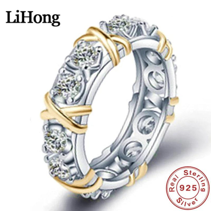 Luxury 925 Sterling Silver Ring Interlaced With Aaa Zircon Crystal Ring For A Woman'S Engagement Jewelry Gift 2 Color Choices-THAT FASHION STORE