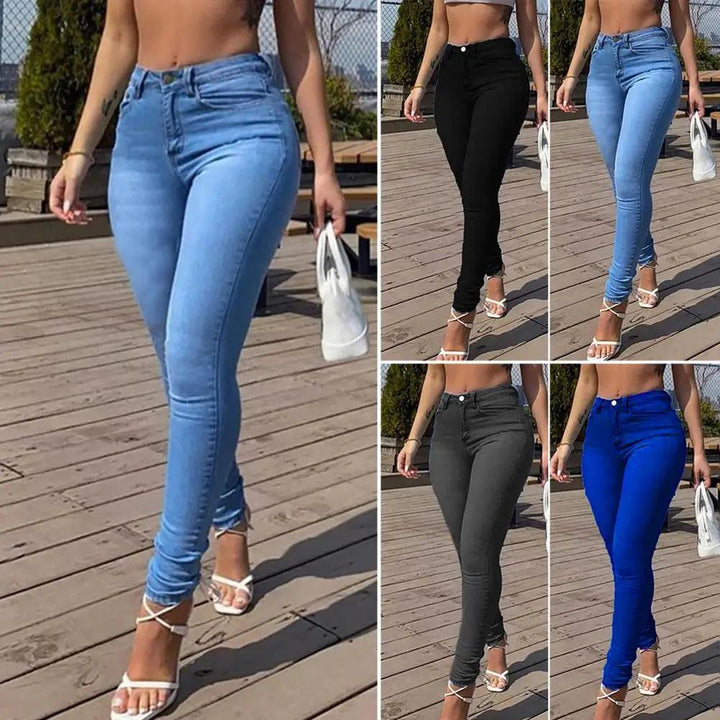 Skinny Pants Long Lasting Slim-fitting Full-Length Leggings Skinny Trousers Mid-Waist Eye-catching Denim Pants for Girl-THAT FASHION STORE