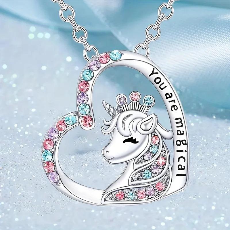 Gorgeous Unicorn Jewelry Set Cute Cartoon Style Unicorn Necklace Earrings Ring Bracelet Perfect Women’s Jewelry Christmas Gifts-THAT FASHION STORE