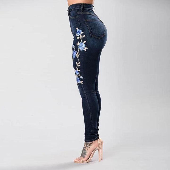 2023 New Women's High Waist Embroidered Jeans Fashion Slim Stretch Denim Pencil Pants Street Trendy Trousers S-3XL Drop Shipping-THAT FASHION STORE