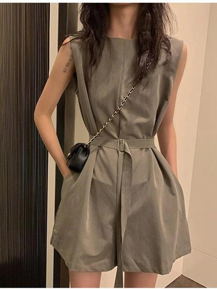 Women Summer High Waist Wide Leg Jumpsuit Overalls Shorts-THAT FASHION STORE