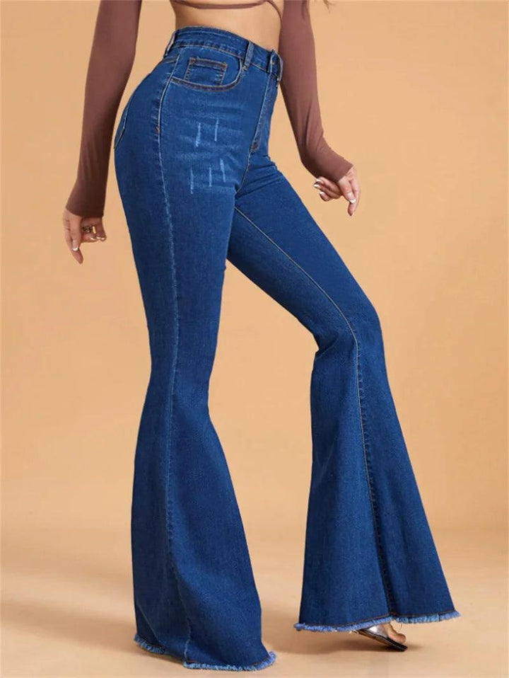 2023 Winter New Women's High Stretch Flared Jeans Fashion Slim Fit Butt Lifting Ripped Denim Pants Casual Ladies Trousers S-2XL-THAT FASHION STORE