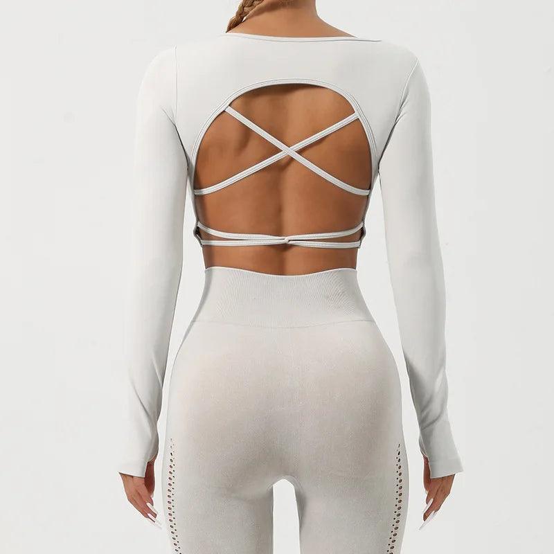 Sports Shirts With Criss Cross Back Fitness High Elasticity Yoga Clothing Sport Crop Tops Gym Top Women-THAT FASHION STORE