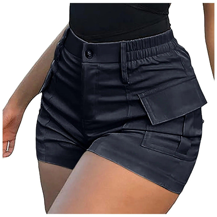 Women Cargo Shorts With Pockets Korean Style High Waist Short Pants Streetwear Summer Y2k Harajuku Solid Bodycon Shorts шорты-THAT FASHION STORE