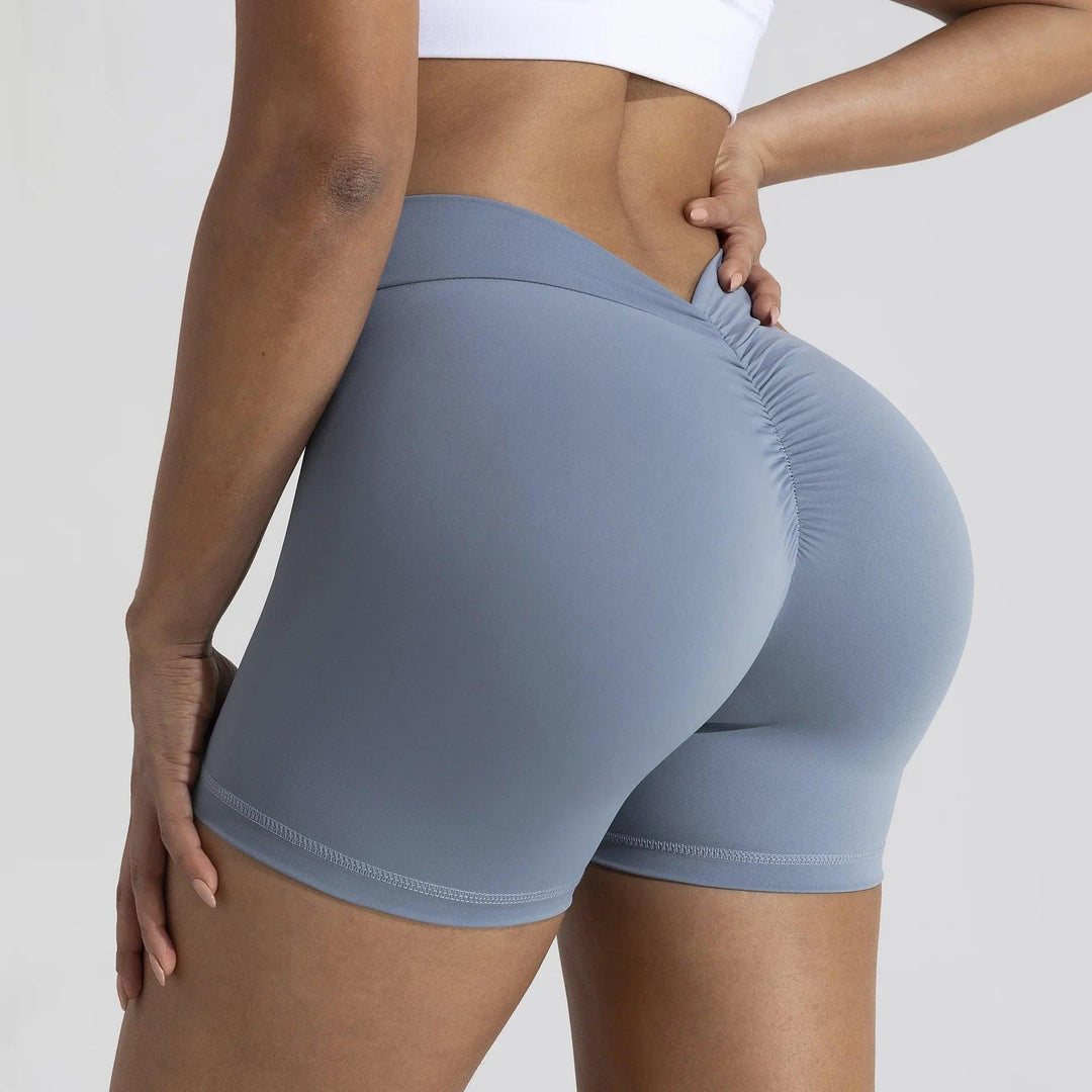 Running Pants Solid Deep V Cut Low Back Neck Scrunh Bum Leggings Shorts Gym Workout Shorts Women Yoga Shorts Leggings Women-THAT FASHION STORE