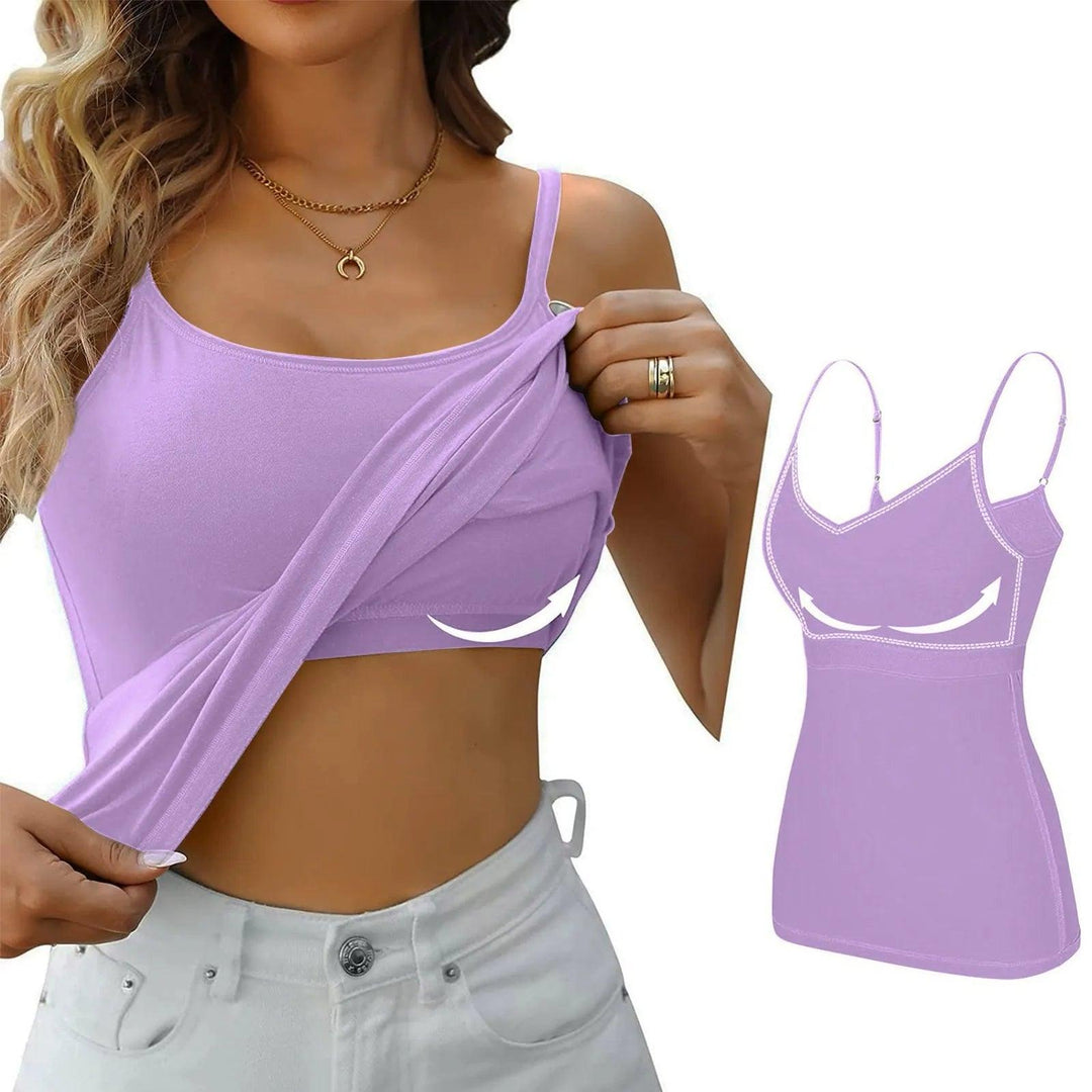 Padded Bra Tank Top Women Modal Spaghetti Solid Cami Top Vest Female Adjustable Camisole With Built In Bra Fitness Clothing-THAT FASHION STORE