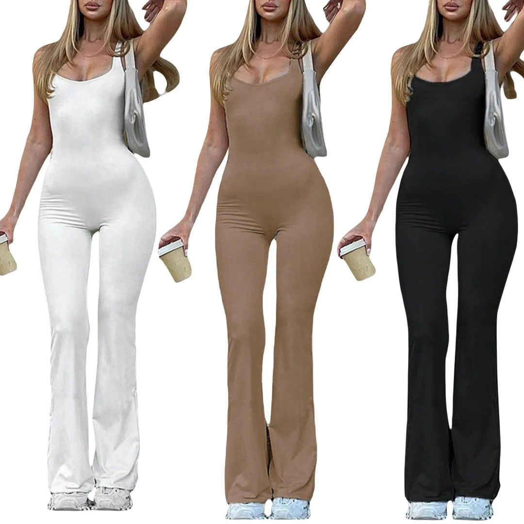 Women Sexy Bodycon Long Sleeve Square Neck OnePiece Romper Ribbed Knit Yoga Jumpsuit Workout Unitard Playsuit Backless Jumpsuits-THAT FASHION STORE