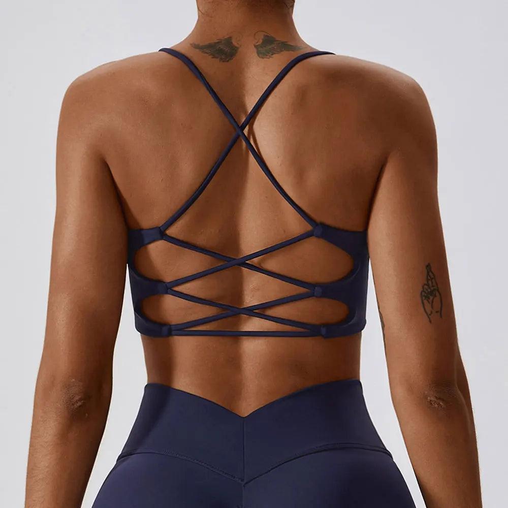 Women Cross Strap Sports Bra Gym Workout Tops Push Up Brassiere Yoga Crop Top Fitness Vest Running Sexy Sports Underwear-THAT FASHION STORE