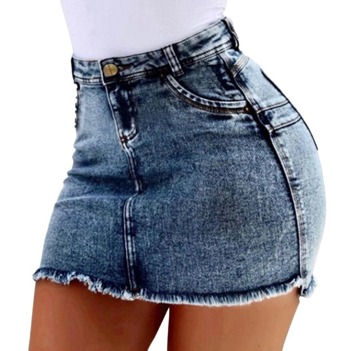 A-Line Sexy Vintage Denim Skirts For Women 2024 Summer Elastic Bodycon Slim Hip Mini Short Dress Korean Fashion Female Clothing-THAT FASHION STORE