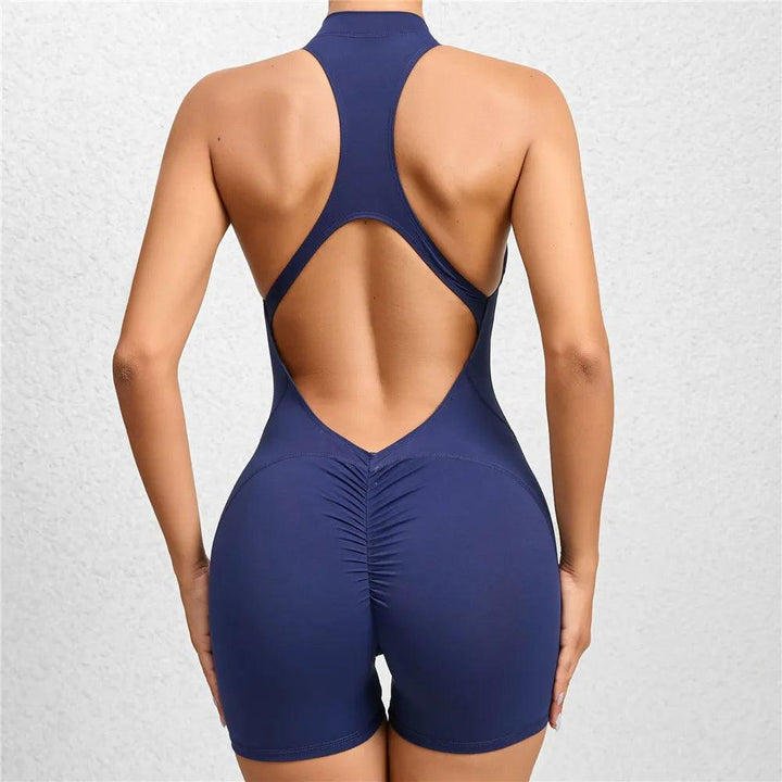 2024 Zipper Women Tracksuit Pad Yoga Set One Piece Jumpsuit Workout Scrunch Legging Rompers Sport Gym Active Suit Exercise Wear-THAT FASHION STORE