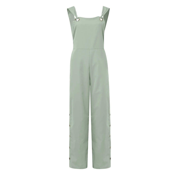 Women's Summer Sleeveless Twisted Knot Cotton Linen Strappy Jumpsuit Side Button Opening Loose Long Pants Women Playsuit Overall-THAT FASHION STORE