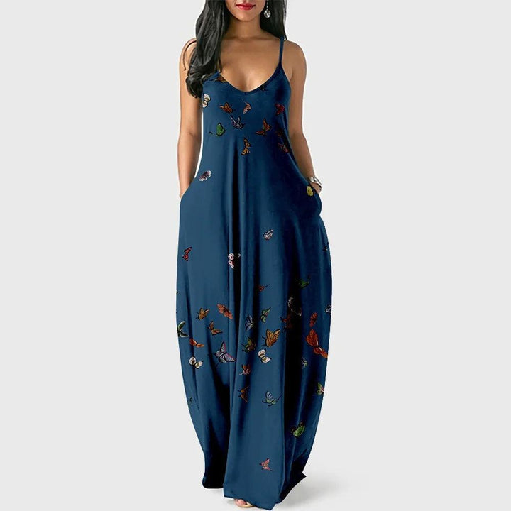 Chic Butterfly Women Maxi Dress Print Long Dresses Fashion Women's Vintage Dress Woman Retro Elegant Girls Club Party Vestidos-THAT FASHION STORE