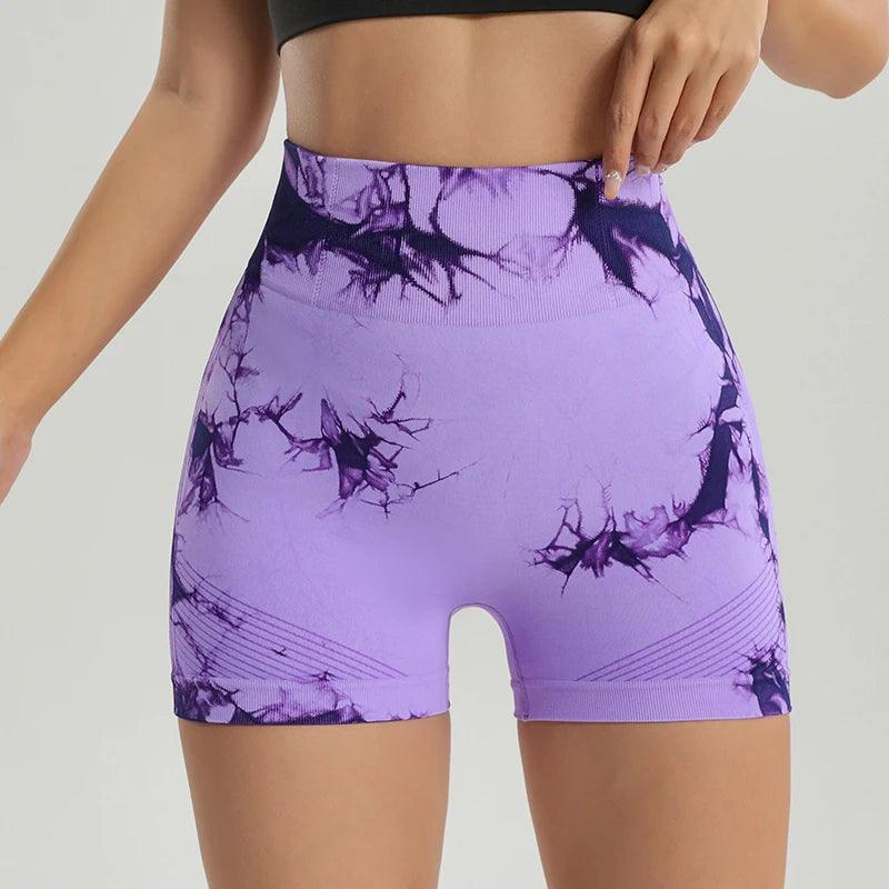 Tie-Dye Seamless Yoga Shorts Skinny Fitness Shorts Women's Summer Athletic Shorts Sportswear Fitness Clothing Cycling Pants-THAT FASHION STORE