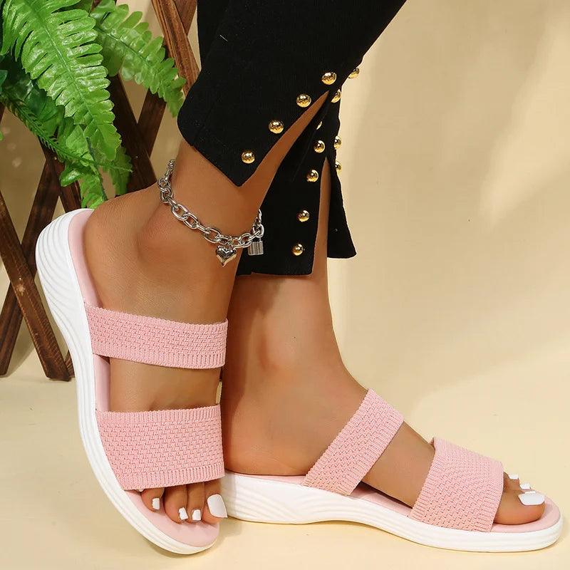 Women Summer Fashion Sandals 2023 Mesh Casual Fish Mouth Sports Sandals Large Size Flying Woven Flat Shoes Sandalias Mujer-THAT FASHION STORE