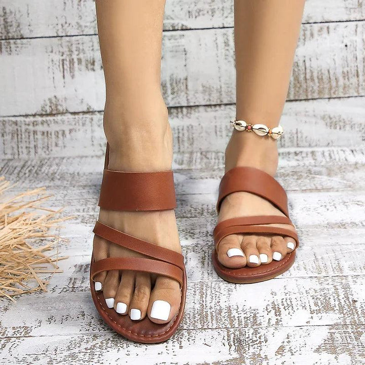 2024 Summer Flat Heel Sandals for Women Casual Plus Size Beach Slippers Woman Pu andal-THAT FASHION STORE