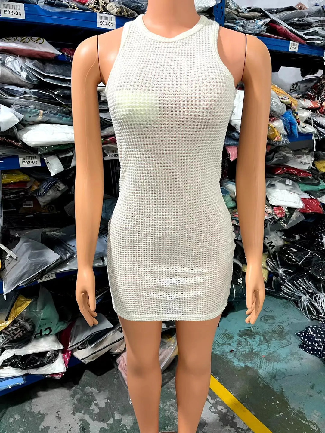 Chic Summer Mini Bodycon Dress for Women 2023 - Sleeveless O-neck with Keyhole Back in Solid Color - THAT FASHION STORE