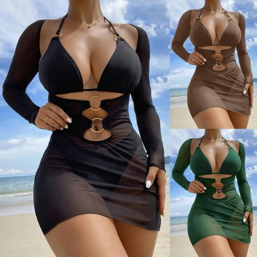 3x Bathing Suits for Women with Skirt Women 3 Piece Swimsuit Sexy Fashion Solid Color Split Bathing Suits for Juniors-THAT FASHION STORE