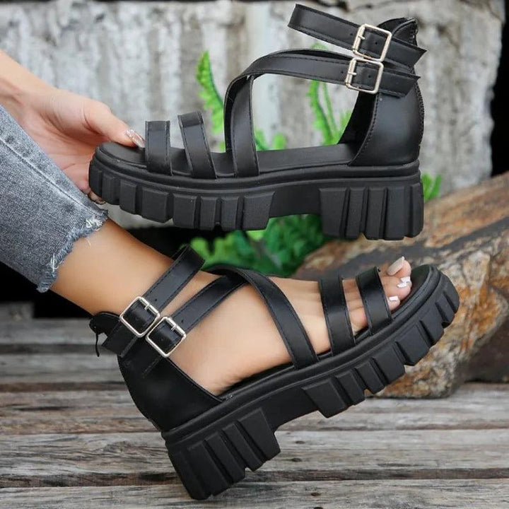 Fashion Chunky High Heels Roman Sandals for Women 2024 Summer Ankle Strap Plarform Sandals Woman Strap Thick Heeled Party Shoes-THAT FASHION STORE