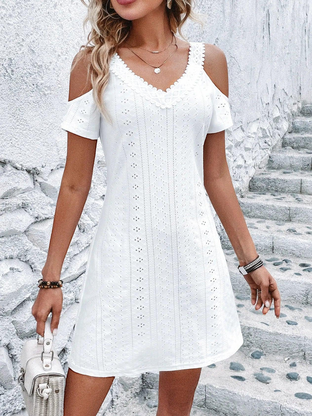 Summer New High Waist Hollow-Out Dress Chic Elegant Office Ladies Vacation Dresses Fashion Casual Off Shoulder Sexy Vestidos-THAT FASHION STORE