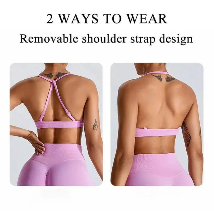 NCLAGEN Seamless Yoga Bra Push-up Crop Top Adjustable Thin Shoulder Fitness Top Women's Sports Vest Running Halter Gym Bralette-THAT FASHION STORE