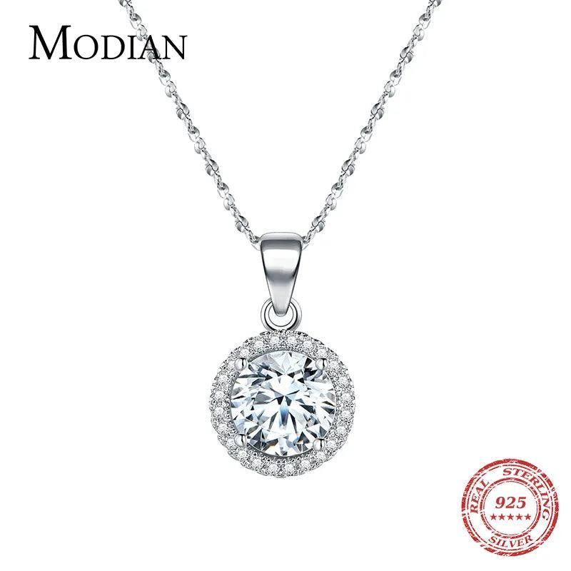 Genuine 925 Sterling Silver Luxury Chain Brand Necklace with 2.0Ct AAAAA Level Zircon Necklaces Gift Jewelry for women-THAT FASHION STORE