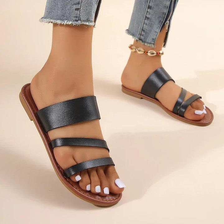 2024 Summer Flat Heel Sandals for Women Casual Plus Size Beach Slippers Woman Pu andal-THAT FASHION STORE