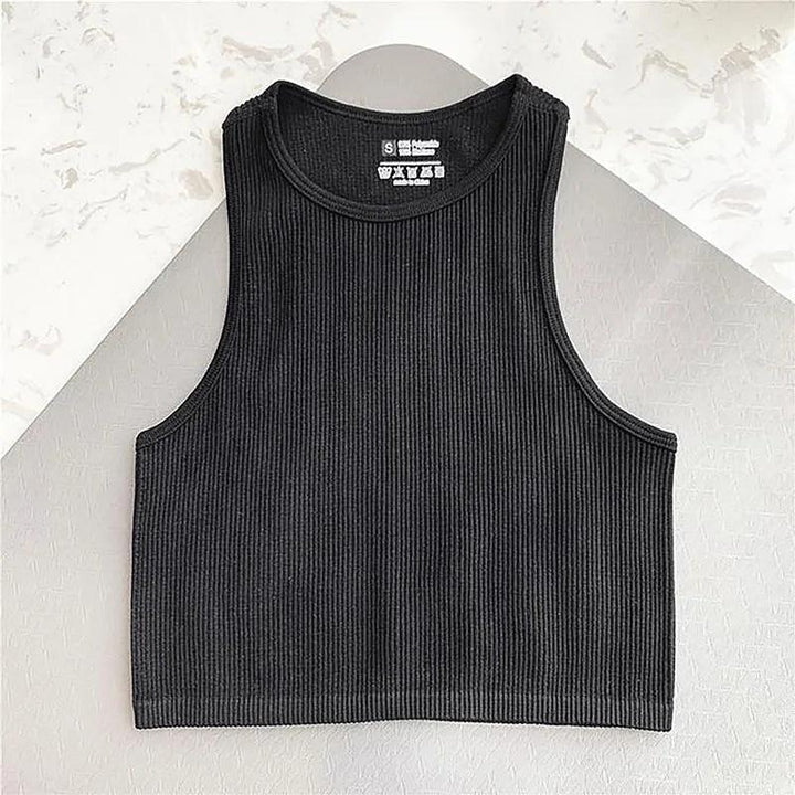 Sleeveless Yoga Short Shirts Running Sports Gym Women Tops Fitness Running Moisture Breathable Seamless Knitted Vest-THAT FASHION STORE