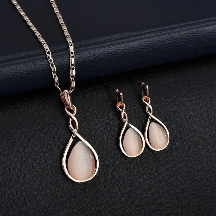 3pcs/set Jewelry Sets Women Elegant Waterdrop Rhinestone Pendant Necklace Hook Earrings Jewelry Set-THAT FASHION STORE