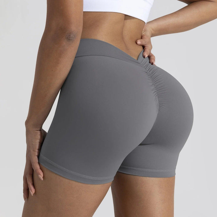 Running Pants Solid Deep V Cut Low Back Neck Scrunh Bum Leggings Shorts Gym Workout Shorts Women Yoga Shorts Leggings Women-THAT FASHION STORE