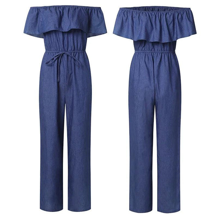 Casual Slash Neck Overalls Women Denim Rompers Jumpsuit Jeans Ladies Autumn 2020 Back Zipper Ruffles Jumpsuits Trousers Pants-THAT FASHION STORE