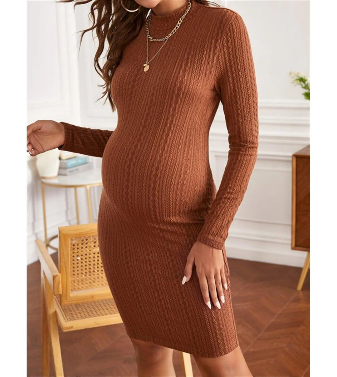 Women's Long Maternity Dress Sleeveness Ruched Pregnancy Clothes casual for baby shower for photoshoot women-THAT FASHION STORE