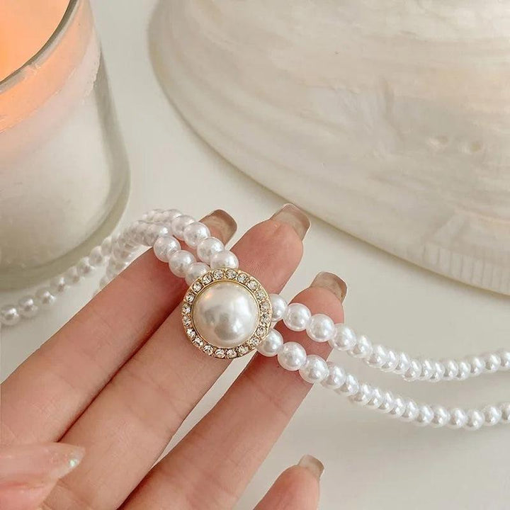 Elegant Big White Imitation Pearl Necklace Earring Ring Jewelry Set Crystal Jewelry Fashion Wedding Bridal Accessory Set Gifts-THAT FASHION STORE