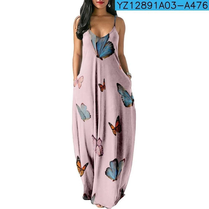 Chic Butterfly Women Maxi Dress Print Long Dresses Fashion Women's Vintage Dress Woman Retro Elegant Girls Club Party Vestidos-THAT FASHION STORE