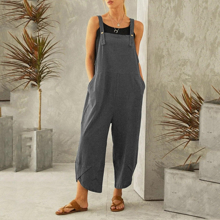 Ladies Summer Loose Strap Jumpsuit Casual Wide Leg Pants Fashion Leisure Solid Color Outwear Women Shoulder Strap Pockets Romper-THAT FASHION STORE