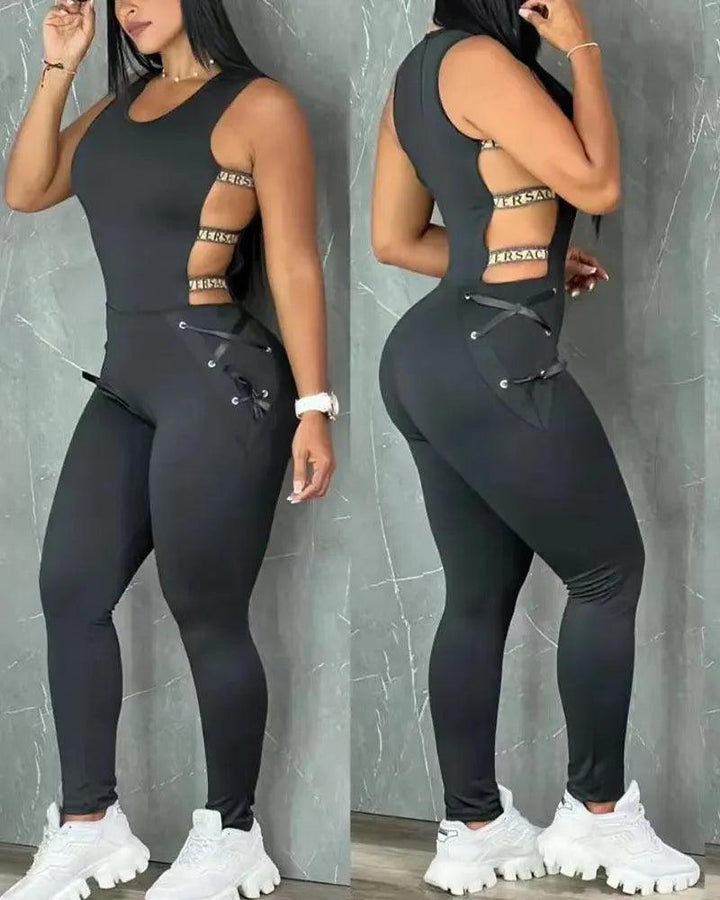 Women's Hollow Out Jumpsuit Summer Clothes Sleeveless Sexy Ladder Yoga Seamless Gym Skinny Casual Daily Long Jumpsuit 2023-THAT FASHION STORE