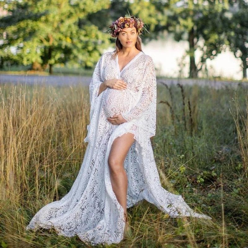 Boho Lace Maternity Photo Shootting Long Dresses Pregnant Woman Photography Clothes Long Dress-THAT FASHION STORE