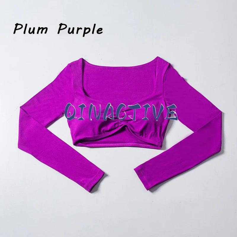 QINACTIVE Women Yoga Shirts Crop Top Long Sleeves Shirts for Women Yoga Sports Fitness Gym Clothes Workout Tops-THAT FASHION STORE