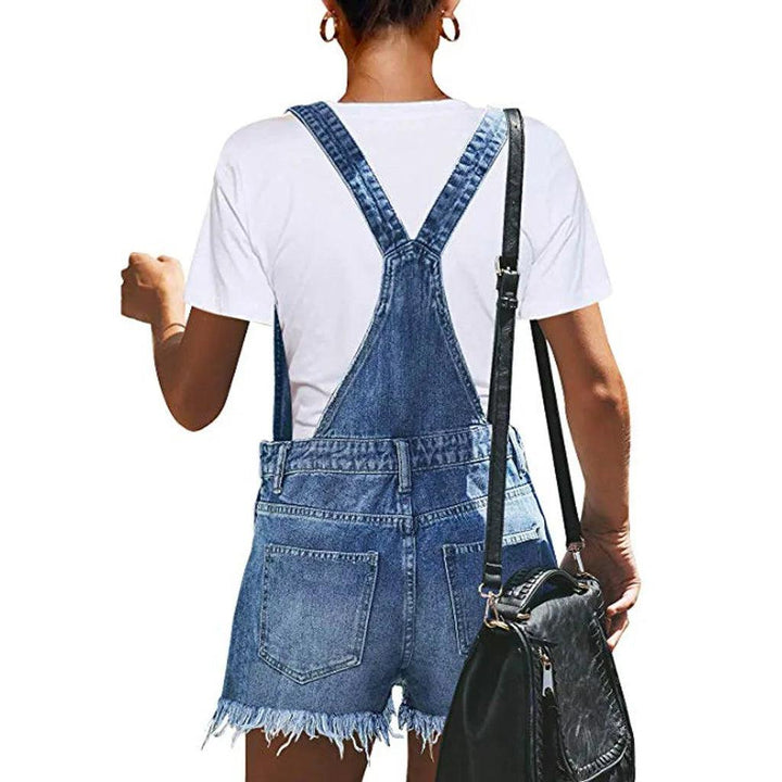 Sexy Ripped Hole Denim Overalls Women 2023 Summer Jumpsuit Female One Piece Jeans Playsuit Straps Shorts Rompers Streetwear-THAT FASHION STORE