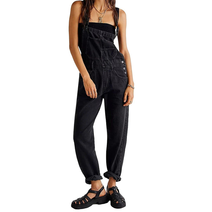 Blue Denim Overalls Jumpsuit Rompers Women Belted Hole Hollow Out E-girl Casual Work Pants Hot Y2k Jeans Long Pants Streetwear-THAT FASHION STORE