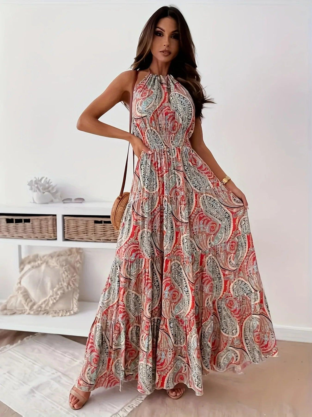 Contrast Color Female Dresses Elegant Loose Summer 2024 Beach Women’s Long Dress High Waist Sleeveless New Fashion Midi Length-THAT FASHION STORE