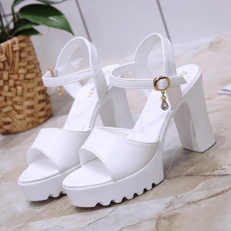 Women Fashion Fish Mouth Pumps Ladies High Heel Sandals Summer New Woman Leather Pu Lightweight Sandals Female Platform Shoes-THAT FASHION STORE